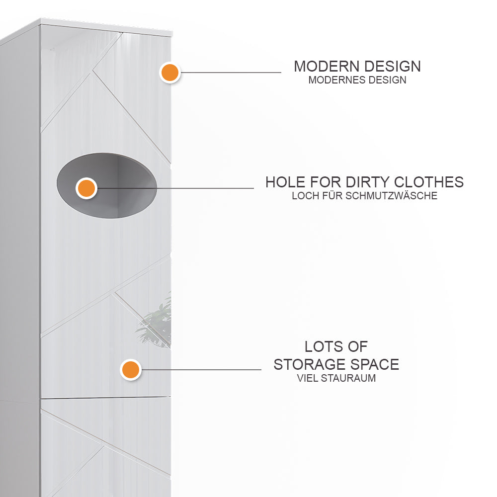 Vicco Armadio per la biancheria Bianco 32 x 192 cm