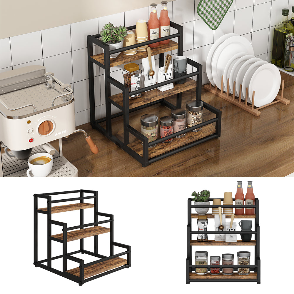 Vicco Scaffale da cucina Rovere rustico 33 x 34 cm con 3 scomparti aperti