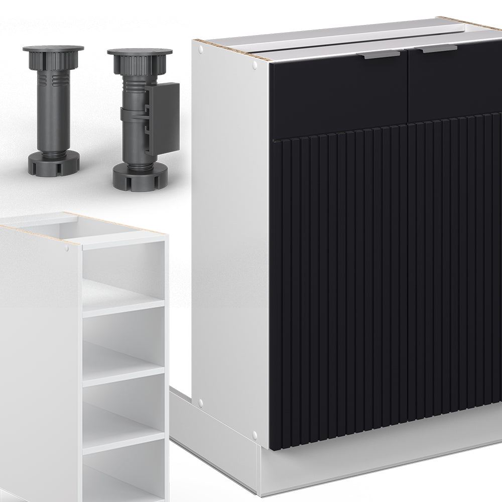 Vicco Isola cucina Nero a righe 90 cm senza piano di lavoro