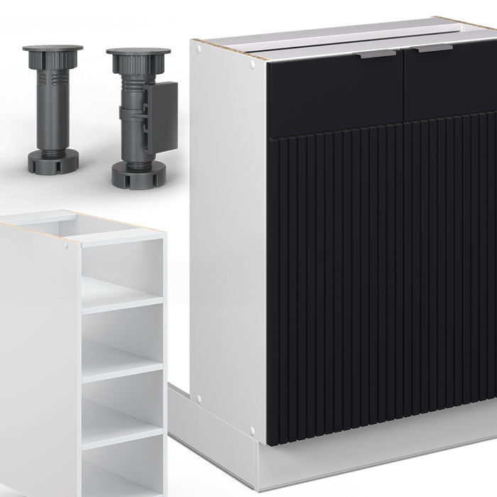 Vicco Isola cucina Nero a righe 90 cm senza piano di lavoro