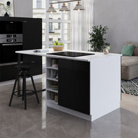 Vicco Isola cucina Nero a righe 90 cm senza piano di lavoro