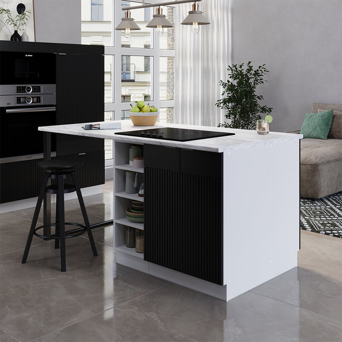 Vicco Isola cucina Nero a righe 90 cm senza piano di lavoro