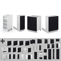 Vicco Isola cucina Nero a righe 90 cm senza piano di lavoro