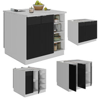 Vicco Isola cucina Nero a righe 90 cm senza piano di lavoro