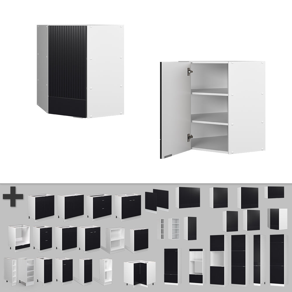 Vicco Mobile angolare da cucina Nero a righe 57 cm