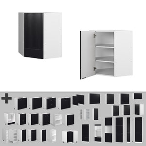 Vicco Mobile angolare da cucina Nero a righe 57 cm