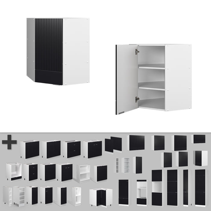 Vicco Mobile angolare da cucina Nero a righe 57 cm