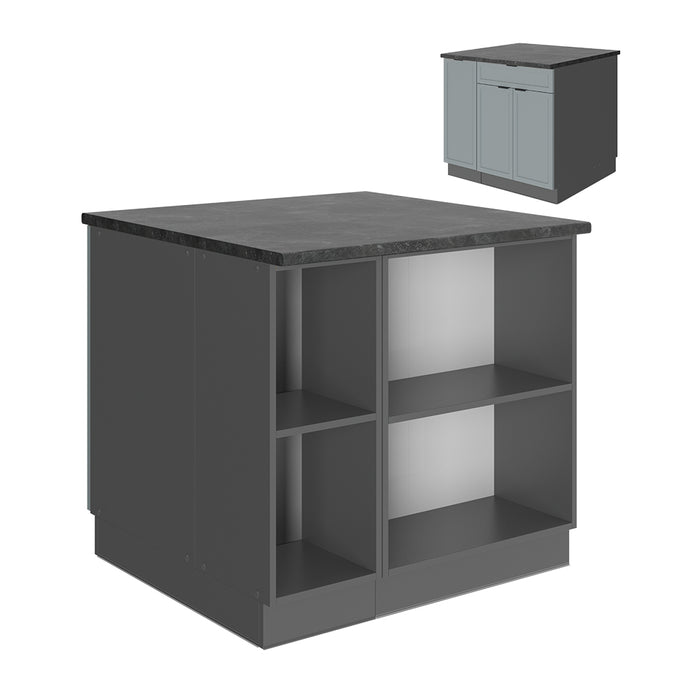 Vicco Isola cucina Blu-grigio chiaro 90 cm con cassetto, senza piano di lavoro