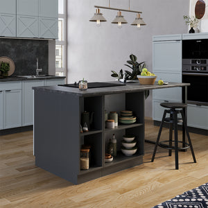 Vicco Isola cucina Blu-grigio chiaro 90 cm con cassetto, senza piano di lavoro