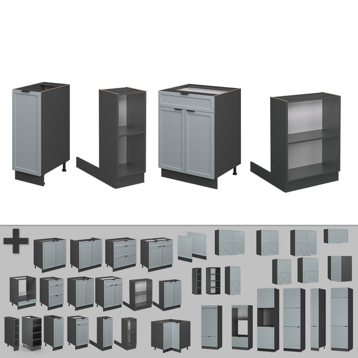 Vicco Isola cucina Blu-grigio chiaro 90 cm con cassetto, senza piano di lavoro