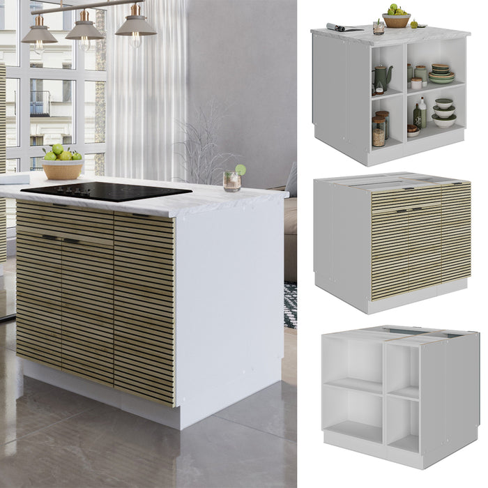 Vicco Isola cucina Pannello in quercia 90 cm con cassetto, senza piano di lavoro