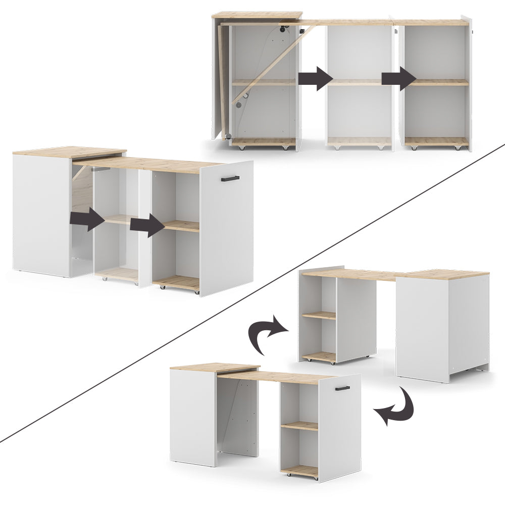 Vicco Scrivania Greige/rovere artigianale 60 x 50.4 cm Estensibile