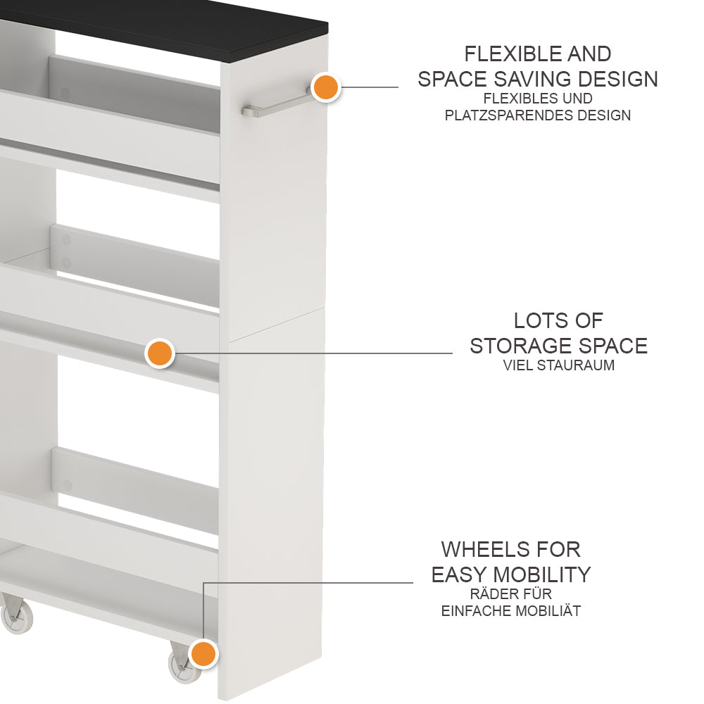 Vicco Scaffalatura mobile Bianco/antracite 20 x 84.4 cm