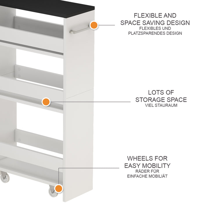 Vicco Scaffalatura mobile Bianco/antracite 20 x 84.4 cm