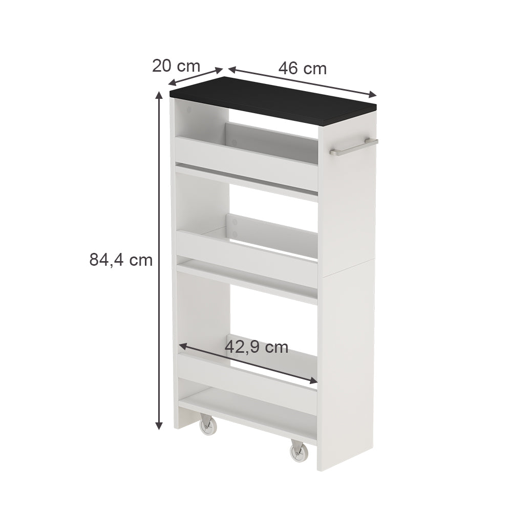 Vicco Scaffalatura mobile Bianco/antracite 20 x 84.4 cm