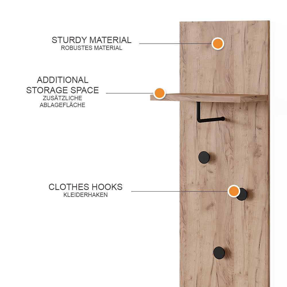 Vicco Appendiabiti a parete Quercia dorata 36 x 135 cm