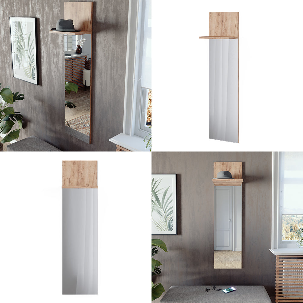Vicco Appendiabiti da parete Quercia dorata 36 x 135 cm con specchio