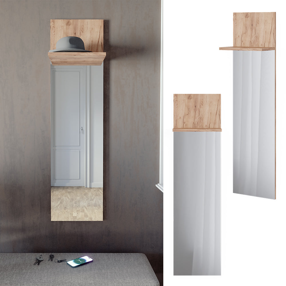 Vicco Appendiabiti da parete Quercia dorata 36 x 135 cm con specchio