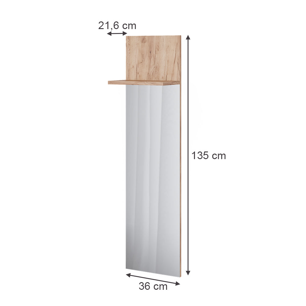Vicco Appendiabiti da parete Quercia dorata 36 x 135 cm con specchio