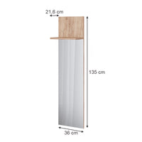 Vicco Appendiabiti da parete Quercia dorata 36 x 135 cm con specchio