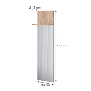 Vicco Appendiabiti da parete Quercia dorata 36 x 135 cm con specchio