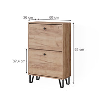 Vicco Scarpiera Quercia dorata 60 x 92 cm con 2 cassetti incernierati