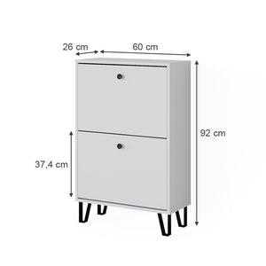 Vicco Scarpiera Bianco 60 x 92 cm con 2 cassetti incernierati
