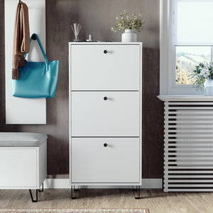 Vicco Scarpiera Bianco 36 x 135 cm con 3 cassetti incernierati