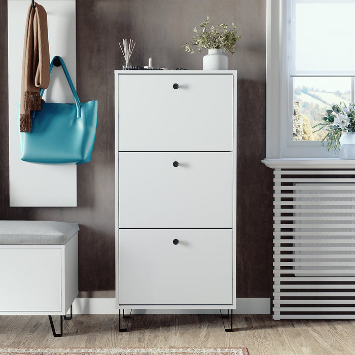 Vicco Scarpiera Bianco 36 x 135 cm con 3 cassetti incernierati