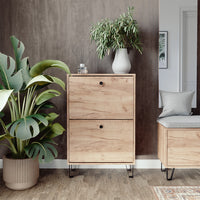 Vicco Scarpiera Quercia dorata 60 x 92 cm con 2 cassetti incernierati