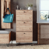 Vicco Scarpiera Quercia dorata 60 x 130 cm con 3 cassetti incernierati