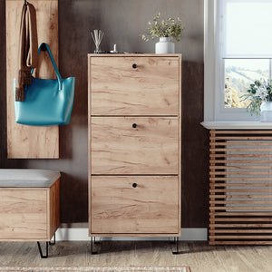 Vicco Scarpiera Quercia dorata 60 x 130 cm con 3 cassetti incernierati