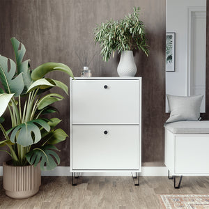 Vicco Scarpiera Bianco 60 x 92 cm con 2 cassetti incernierati