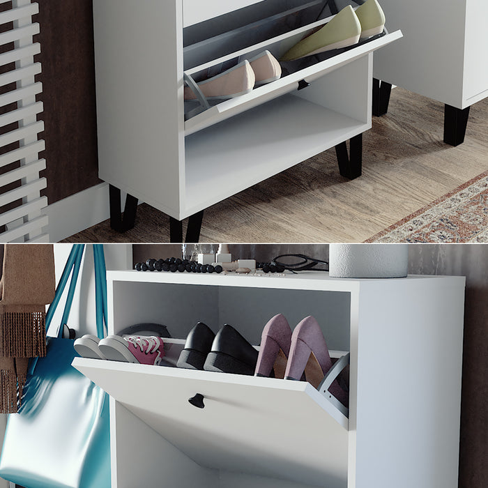 Vicco Scarpiera Bianco 36 x 135 cm con 3 cassetti incernierati