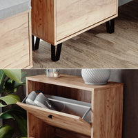 Vicco Scarpiera Quercia dorata 60 x 92 cm con 2 cassetti incernierati