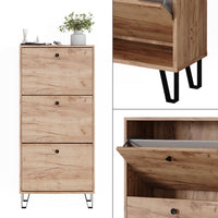 Vicco Scarpiera Quercia dorata 60 x 130 cm con 3 cassetti incernierati