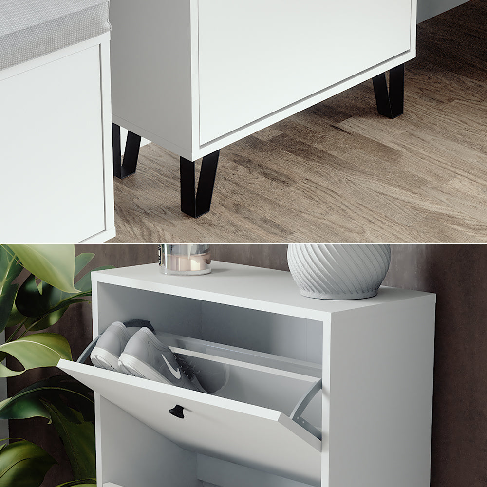 Vicco Scarpiera Bianco 60 x 92 cm con 2 cassetti incernierati