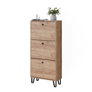 Vicco Scarpiera Quercia dorata 60 x 130 cm con 3 cassetti incernierati