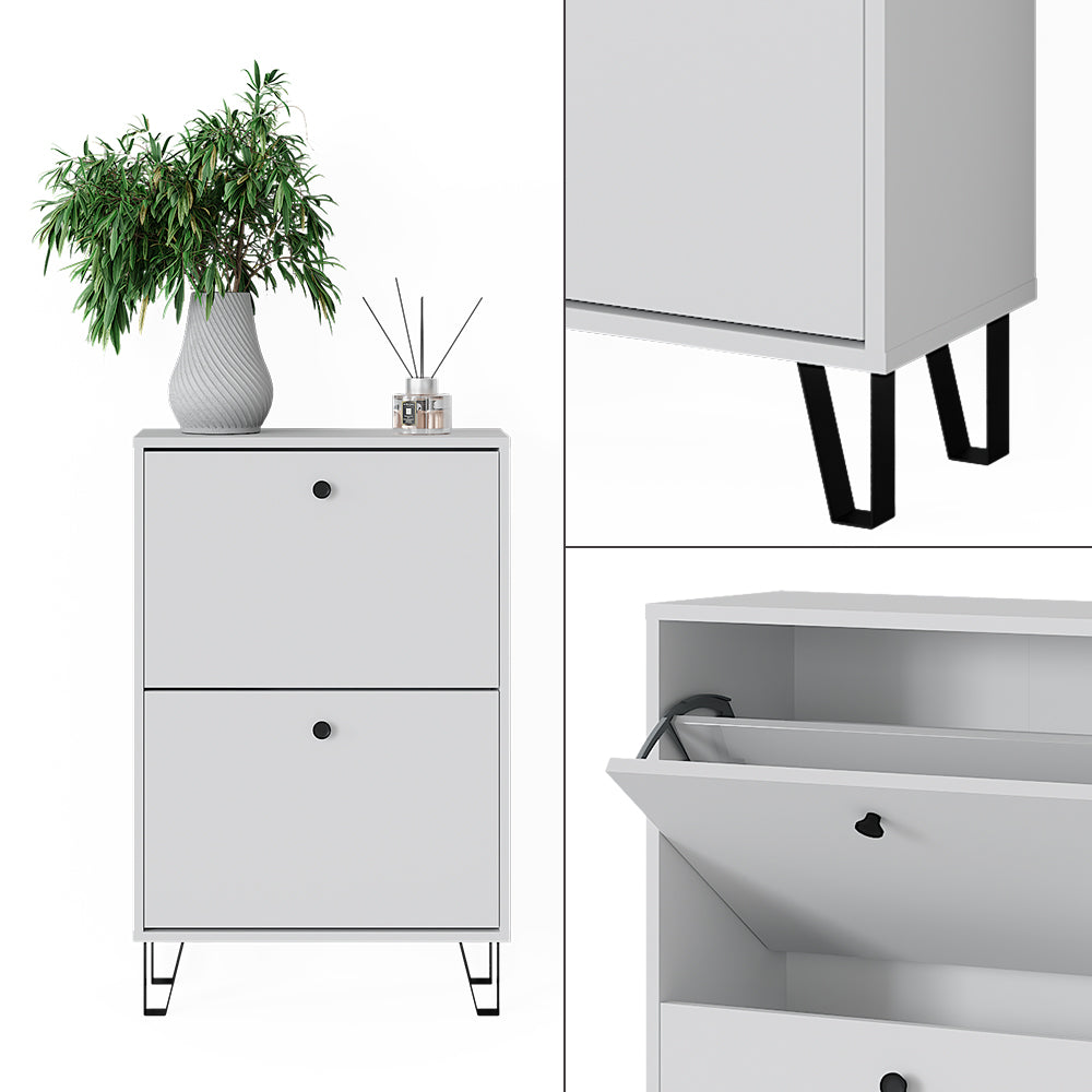 Vicco Scarpiera Bianco 60 x 92 cm con 2 cassetti incernierati