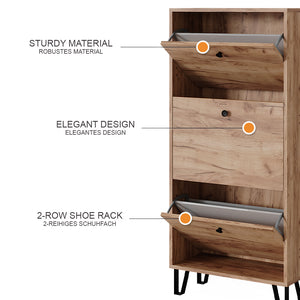 Vicco Scarpiera Quercia dorata 60 x 130 cm con 3 cassetti incernierati