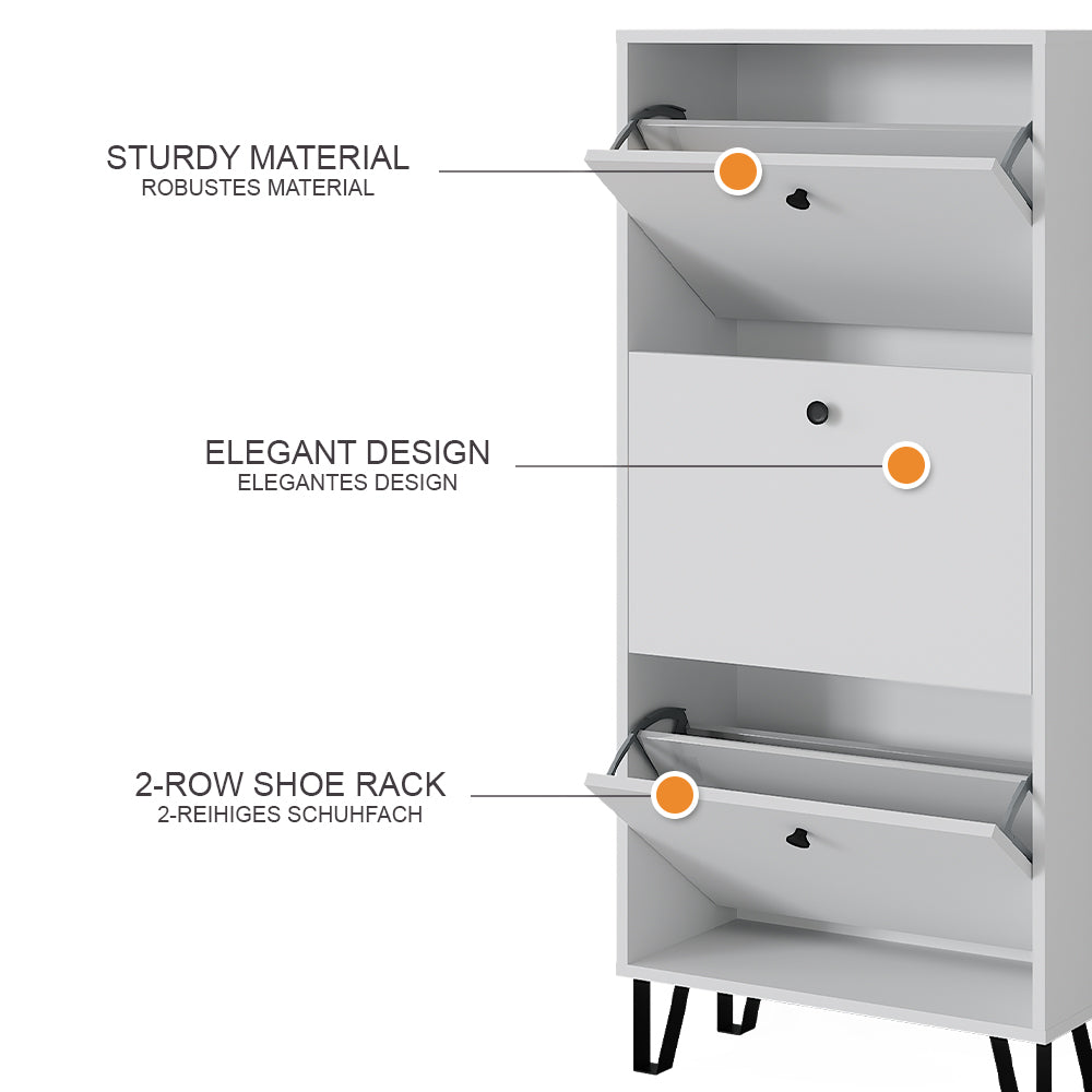 Vicco Scarpiera Bianco 36 x 135 cm con 3 cassetti incernierati