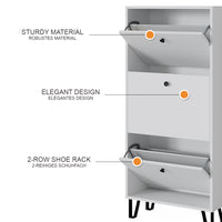 Vicco Scarpiera Bianco 36 x 135 cm con 3 cassetti incernierati