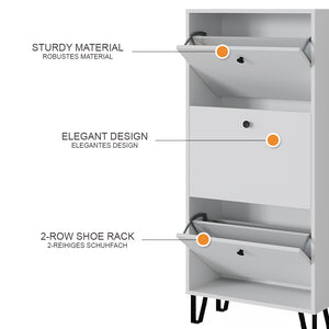 Vicco Scarpiera Bianco 36 x 135 cm con 3 cassetti incernierati