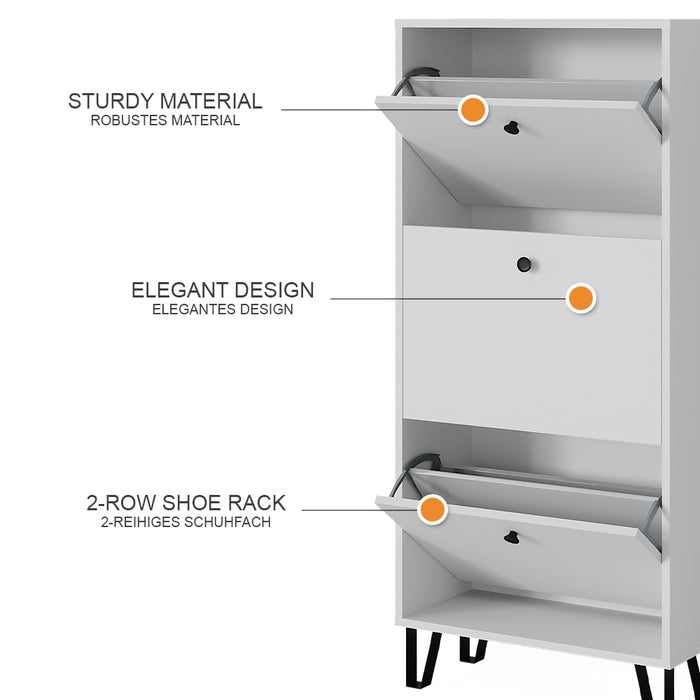 Vicco Scarpiera Bianco 36 x 135 cm con 3 cassetti incernierati