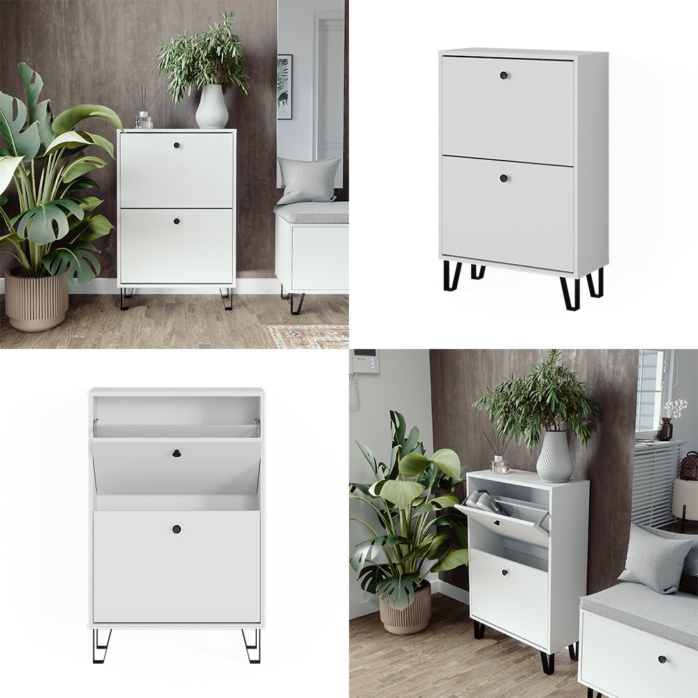 Vicco Scarpiera Bianco 60 x 92 cm con 2 cassetti incernierati