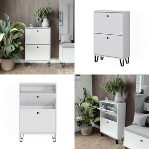 Vicco Scarpiera Bianco 60 x 92 cm con 2 cassetti incernierati