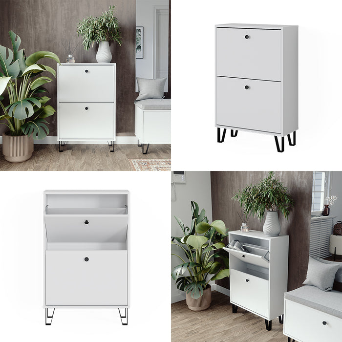 Vicco Scarpiera Bianco 60 x 92 cm con 2 cassetti incernierati