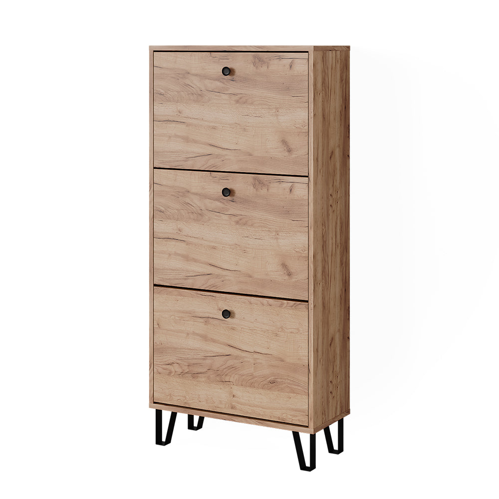 Vicco Scarpiera Quercia dorata 60 x 130 cm con 3 cassetti incernierati