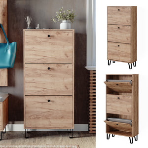 Vicco Scarpiera Quercia dorata 60 x 130 cm con 3 cassetti incernierati