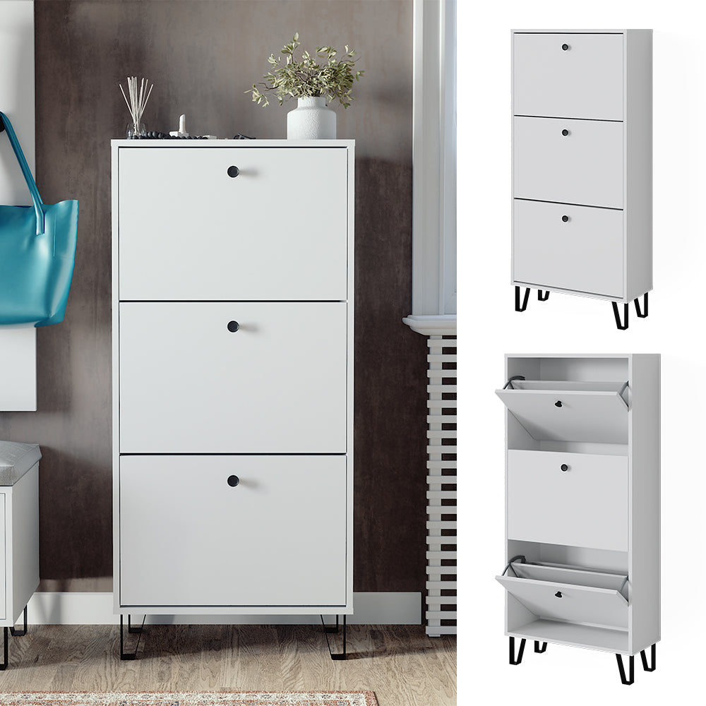 Vicco Scarpiera Bianco 36 x 135 cm con 3 cassetti incernierati